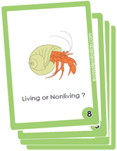 learn about living and nonliving things flash cards.