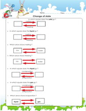 3rd grade activity worksheet for kids on change of state of matter