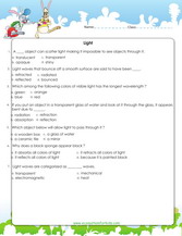 Learn about light, reflection, refraction, opaque and translucent objects,light waves and more. 6th grade science pdf