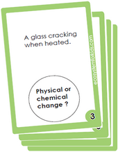 learn about physical & chemical changes with flash cards