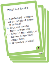 flash cards on extinction and fossils for kids
