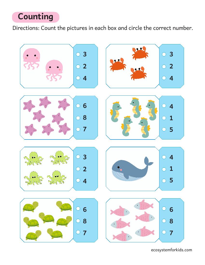 Counting objects on pictures worksheet pdf download