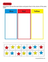 Sorting items by color worksheet