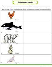 worksheet on endangered species