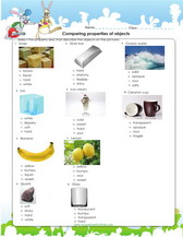 comparing materials of which objects are made of worksheet for kids science.