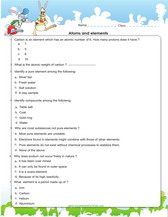 worksheet for 5tth grade on atoms and elements properties pdf