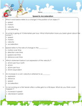 speed & accelration worksheet pdf